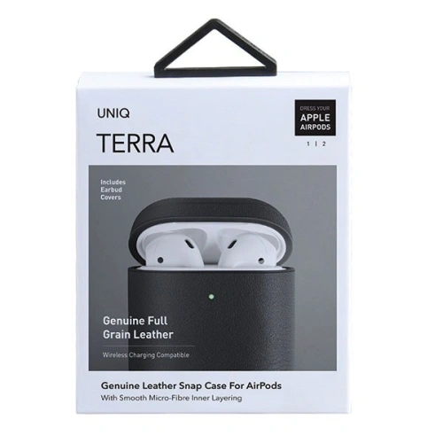 Kup Etui UNIQ Terra Apple AirPods 1/2 z pravé kůže černé/black - UNIQ92BLK - {ean13} - Sklep Home Screen