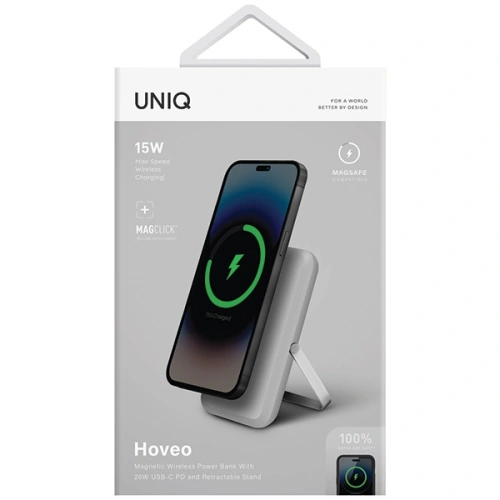 Kup Powerbank magnetický UNIQ Hoveo 5000mAh USB-C 20W PD Rychlé nabíjení Wireless Magnetic jasnosivý/chalk grey - UNIQ1115 - {ean13} - Sklep Home Screen