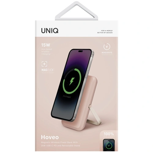Kup Powerbank magnetic UNIQ Hoveo 5000mAh USB-C 20W PD Încărcare rapidă Wireless Magnetic roz/roz pal - UNIQ1118 - {ean13} - Sklep Home Screen