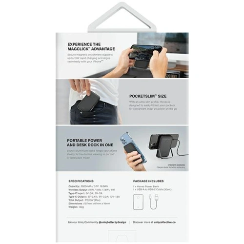 Kup Powerbank magnetic UNIQ Hoveo 5000mAh USB-C 20W PD Încărcare rapidă Wireless Magnetic roz/roz pal - UNIQ1118 - {ean13} - Sklep Home Screen