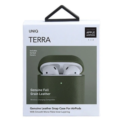 Kup Apple UNIQ Terra Tasche AirPods 1/2 Echtes Leder oliv/oliv - UNIQ94OLIVE - {ean13} - Sklep Home Screen