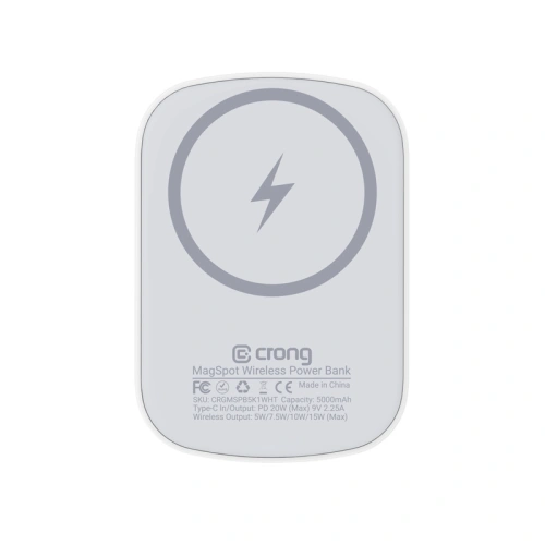 Kup Powerbank magnetický Crong MagSpot Power Bank MagSafe 5000mAh USB-C 20W PD bílý - CRG702 - {ean13} - Sklep Home Screen