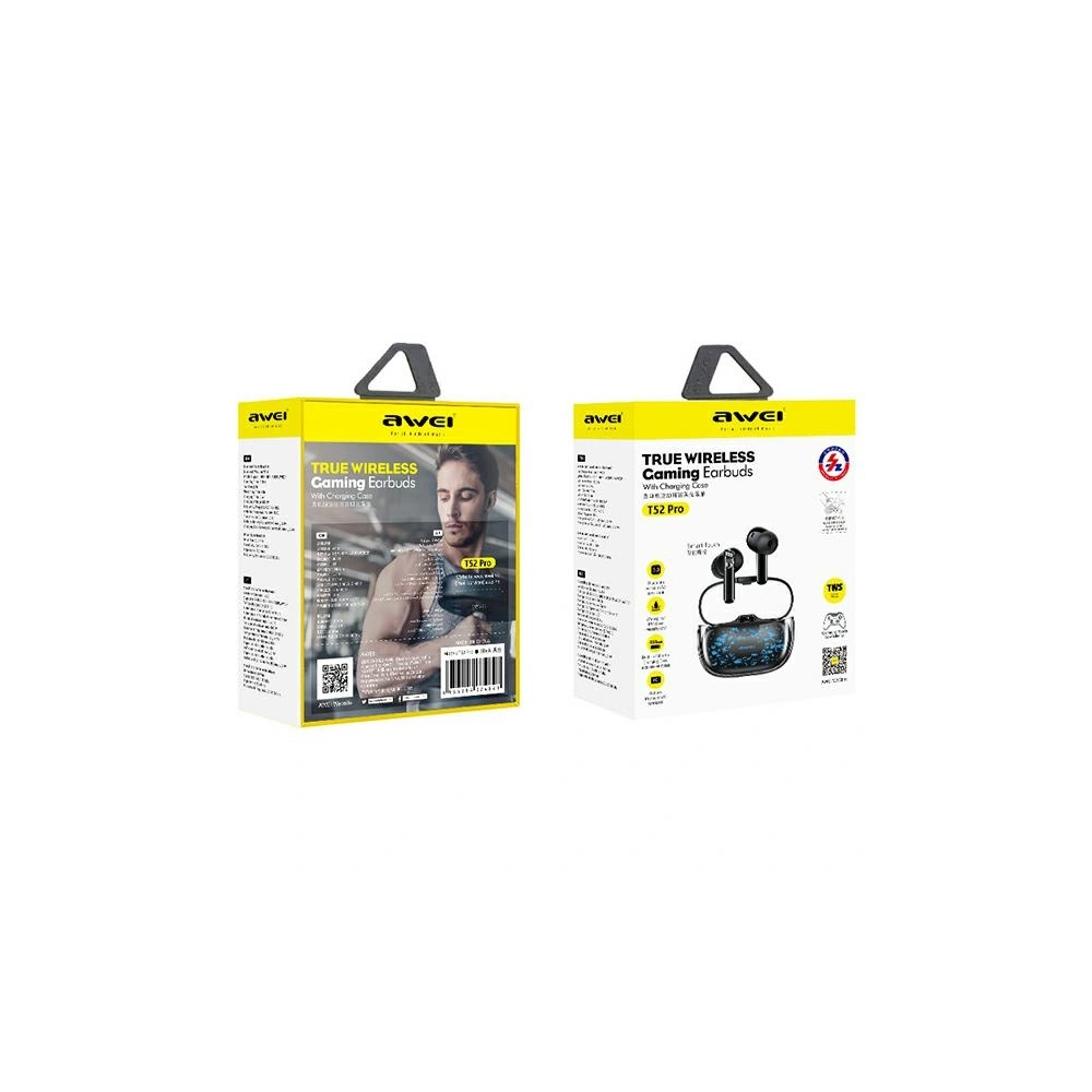 Słuchawki dokanałowe AWEI T52 Pro2 TWS Bluetooth 5.3 + stacja dokująca czarny/black