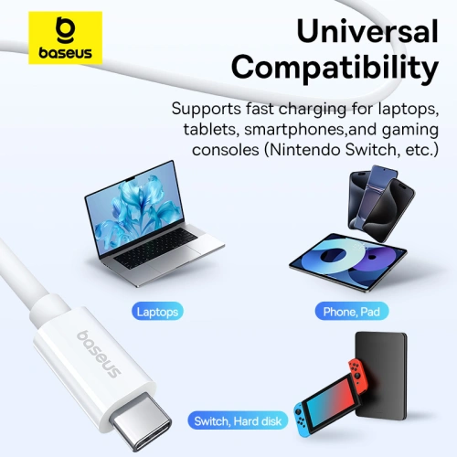 Kup Kabel Baseus USB-C / USB-C PD 8K 60Hz 240W 1m weiß - BSU4852 - {ean13} - Sklep Home Screen