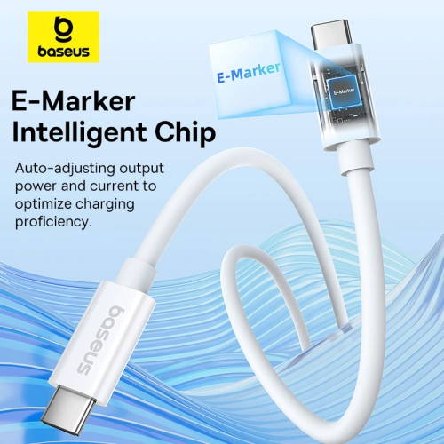 Kup Cablul Baseus USB-C / USB-C PD 8K 60Hz 240W 1m alb - BSU4852 - {ean13} - Sklep Home Screen
