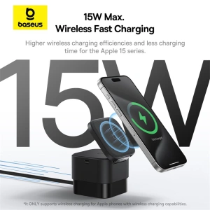 Kup Ładowarka bezprzewodowa Baseus BS-W531 USB-C 2w1 MagSafe / Qi 20W czarna - BSU4853 - {ean13} - Sklep Home Screen