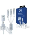 Kábel 3MK Hyper 3w1 USB-A - USB-C / USB-C, microUSB, Lightning 1.5m Fehér/White