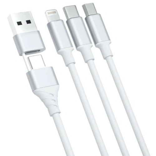 Kup Kabel 3MK Hyper 3w1 USB-A - USB-C / USB-C, microUSB, Lightning 1.5m Bílý/White - 3MK5800 - {ean13} - Sklep Home Screen