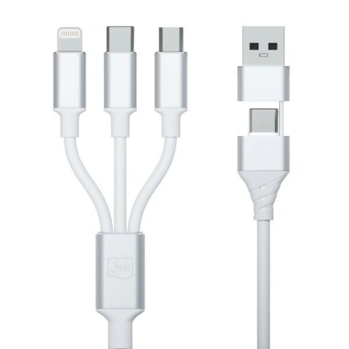 Kup Kabel 3MK Hyper 3w1 USB-A - USB-C / USB-C, microUSB, Lightning 1.5m Bílý/White - 3MK5800 - {ean13} - Sklep Home Screen