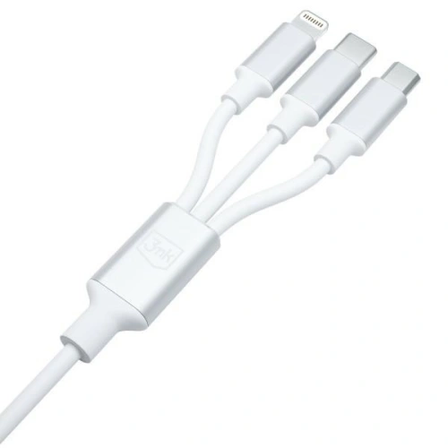 Kup Kabel 3MK Hyper 3w1 USB-A - USB-C / USB-C, microUSB, Lightning 1.5m Bílý/White - 3MK5800 - {ean13} - Sklep Home Screen