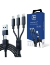 Kabel 3MK Hyper 3w1 USB-A - USB-C / USB-C, microUSB, Lightning 1.5m Černý/Black
