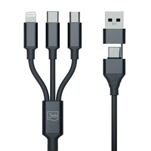 Kup Kábel 3MK Hyper 3w1 USB-A - USB-C / USB-C, microUSB, Lightning 1.5m Fekete/Black - 3MK5801 - {ean13} - Sklep Home Screen