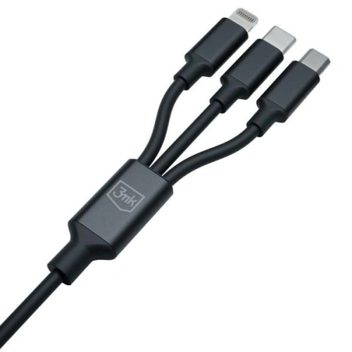 Kup Kábel 3MK Hyper 3w1 USB-A - USB-C / USB-C, microUSB, Lightning 1.5m Fekete/Black - 3MK5801 - {ean13} - Sklep Home Screen