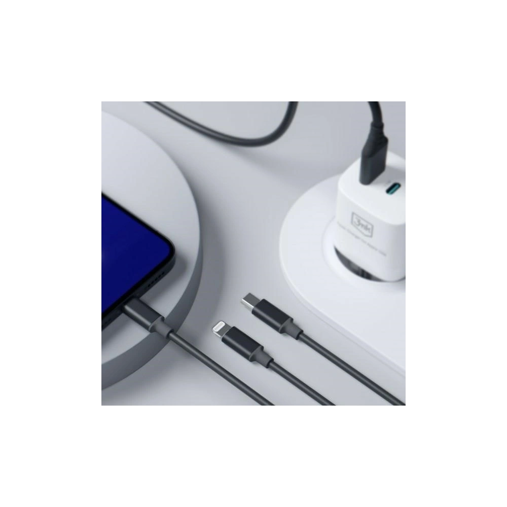 Kabel 3MK Hyper 3w1 USB-A - USB-C / USB-C, microUSB, Lightning 1.5m Czarny/Black
