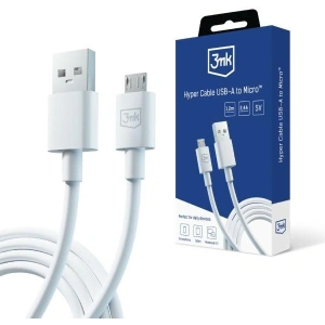 Kup Cablul 3MK Hyper USB-A / microUSB 1.2m 5V 2.4A Alb/White - 3MK5802 - {ean13} - Sklep Home Screen