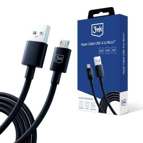 Kup Kábel 3MK Hyper USB-A / microUSB 1.2m 5V 2.4A Fekete/Black - 3MK5803 - {ean13} - Sklep Home Screen
