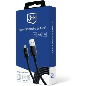 Kabel 3MK Hyper USB-A / microUSB 1.2m 5V 2.4A Czarny/Black