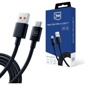 Kabel 3MK Hyper USB-A / USB-C 1.2m 5A Schwarz/Black