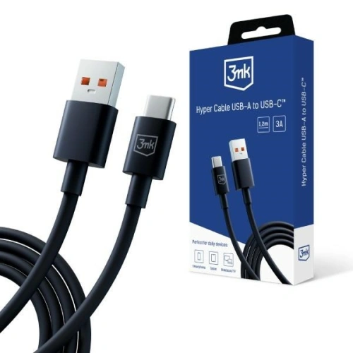 Kup Cablu 3MK Hyper USB-A / USB-C 1.2m 5A Negru/Black - 3MK5804 - {ean13} - Sklep Home Screen