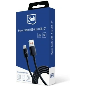 Kabel 3MK Hyper USB-A / USB-C 1.2m 5A Černý/Black