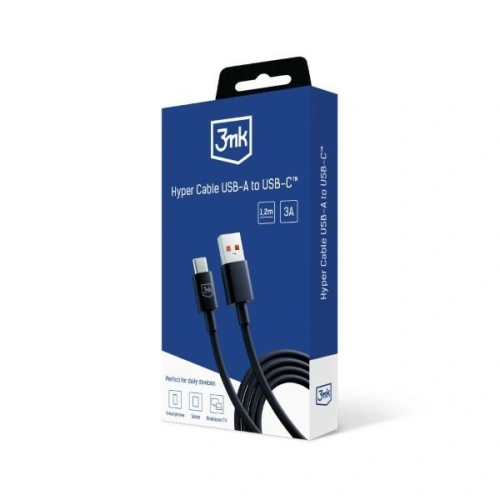 Kup Cablu 3MK Hyper USB-A / USB-C 1.2m 5A Negru/Black - 3MK5804 - {ean13} - Sklep Home Screen