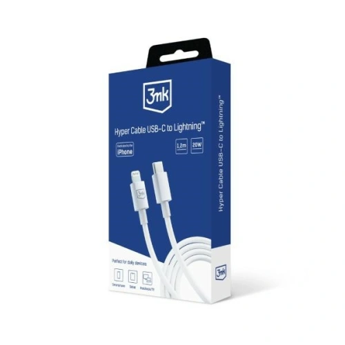 Kup Cablul 3MK Hyper USB-C / Lightning 20W 1.2m Alb/White - 3MK5805 - {ean13} - Sklep Home Screen