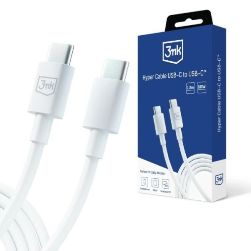 Kup Cablul 3MK Hyper USB-C / USB-C 100W 1.2m Alb/White - 3MK5807 - {ean13} - Sklep Home Screen