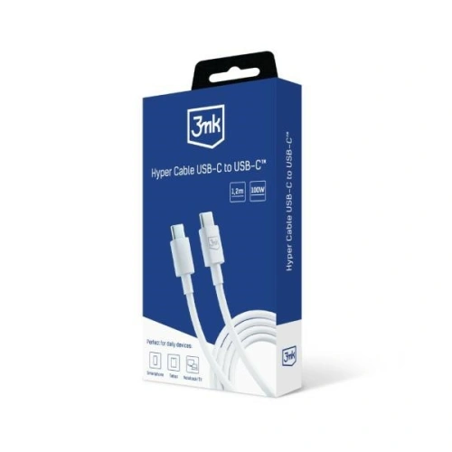 Kup Cablul 3MK Hyper USB-C / USB-C 100W 1.2m Alb/White - 3MK5807 - {ean13} - Sklep Home Screen