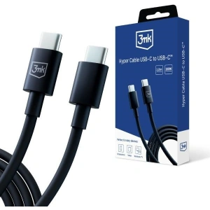 Cablul 3MK Hyper USB-C / USB-C 100W 1.2m Negru/Black