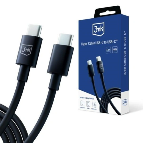 Kup Kabel 3MK Hyper USB-C / USB-C 100W 1.2m Černý/Black - 3MK5808 - {ean13} - Sklep Home Screen