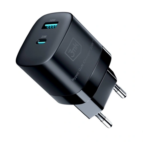 Kup Nabíječka 3MK Hyper GaN Charger USB-A 18W, USB-C 33W Černá/Black - 3MK5809 - {ean13} - Sklep Home Screen