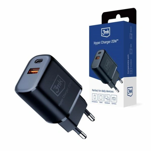 Kup Nabíječka do sítě 3MK Hyper Charger USB-A, USB-C 20W PD QC černá/black - 3MK5810 - {ean13} - Sklep Home Screen