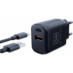 Kup Încărcător de rețea 3MK Hyper Charger USB-A, USB-C 20W PD QC negru/black - 3MK5810 - {ean13} - Sklep Home Screen
