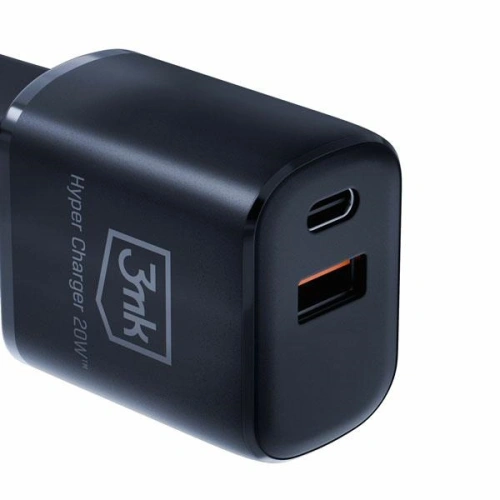 Kup Ładowarka sieciowa 3MK Hyper Charger USB-A, USB-C 20W PD QC czarna/black - 3MK5810 - {ean13} - Sklep Home Screen