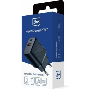 Kup Încărcător de rețea 3MK Hyper Charger USB-A, USB-C 20W PD QC negru/black - 3MK5810 - {ean13} - Sklep Home Screen