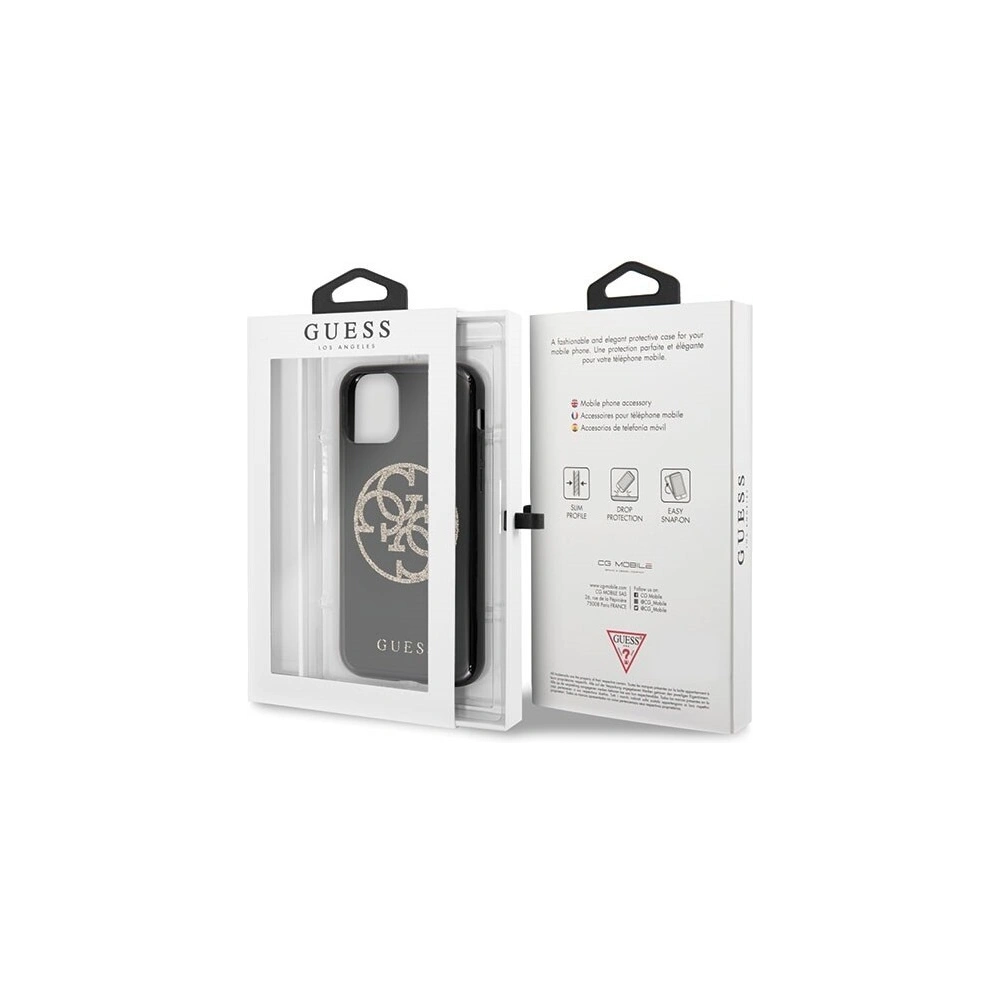 Etui Guess GUHCN58TPUBKGLG Apple iPhone 11 Pro czarny/black hard case Glitter 4G Circle Logo