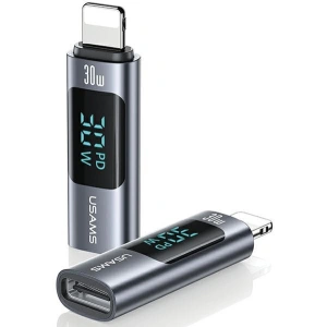 Kup Adapter z wyświetlaczem USAMS AU18 USB-C / Lightning Digital Display 30W stalowy/aluminium - USA1086 - {ean13} - Sklep Home Screen