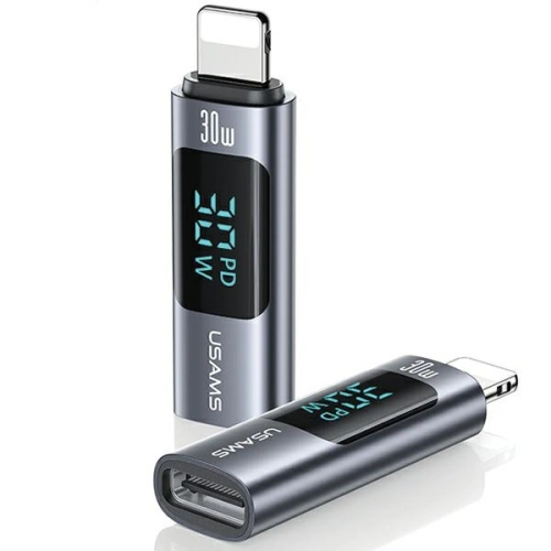 Kup Adaptor cu display USAMS AU18 USB-C / Lightning Digital Display 30W din oțel/aluminiu - USA1086 - {ean13} - Sklep Home Screen