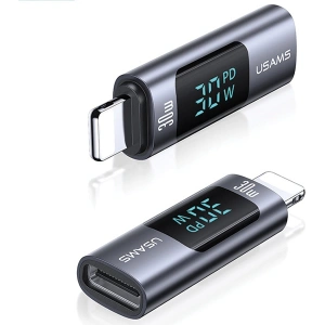 Kup Adapter z wyświetlaczem USAMS AU18 USB-C / Lightning Digital Display 30W stalowy/aluminium - USA1086 - {ean13} - Sklep Home Screen
