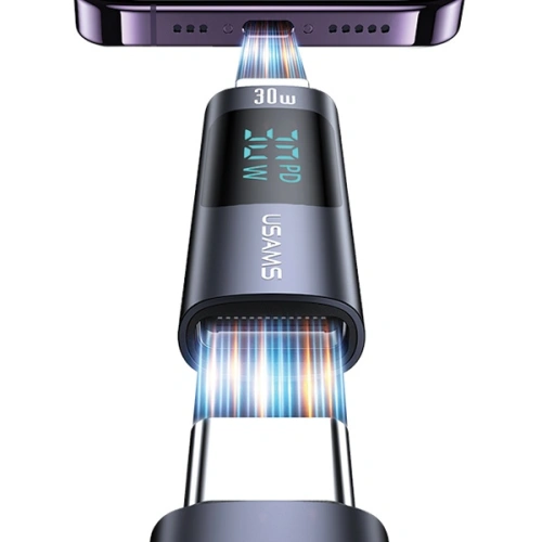 Kup Adapter z wyświetlaczem USAMS AU18 USB-C / Lightning Digital Display 30W stalowy/aluminium - USA1086 - {ean13} - Sklep Home Screen