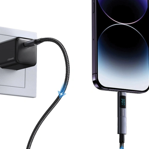 Kup Adaptor cu display USAMS AU18 USB-C / Lightning Digital Display 30W din oțel/aluminiu - USA1086 - {ean13} - Sklep Home Screen