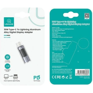 Kup Adapter z wyświetlaczem USAMS AU18 USB-C / Lightning Digital Display 30W stalowy/aluminium - USA1086 - {ean13} - Sklep Home Screen