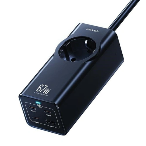 Kup Napájecí lišta USAMS AC / AC 2200W, USB-A 5W, 3xUSB-C 67W GaN PD QC FCP ADC PPS černá/black - USA1087 - {ean13} - Sklep Home Screen