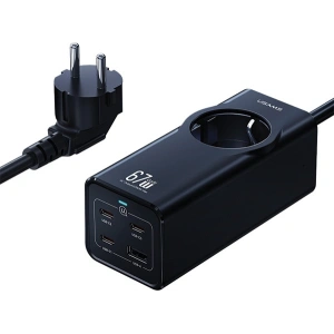 Kup Listwa zasilająca USAMS AC / AC 2200W, USB-A 5W, 3xUSB-C 67W GaN PD QC FCP ADC PPS czarny/black - USA1087 - {ean13} - Sklep Home Screen