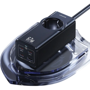 Kup Listwa zasilająca USAMS AC / AC 2200W, USB-A 5W, 3xUSB-C 67W GaN PD QC FCP ADC PPS czarny/black - USA1087 - {ean13} - Sklep Home Screen