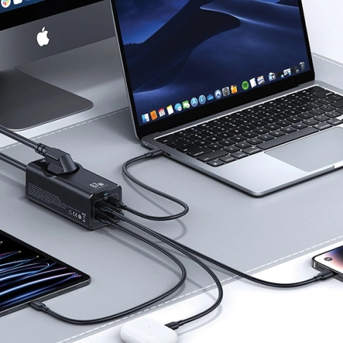 Kup Napájecí lišta USAMS AC / AC 2200W, USB-A 5W, 3xUSB-C 67W GaN PD QC FCP ADC PPS černá/black - USA1087 - {ean13} - Sklep Home Screen