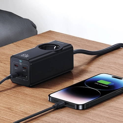 Kup Napájecí lišta USAMS AC / AC 2200W, USB-A 5W, 3xUSB-C 67W GaN PD QC FCP ADC PPS černá/black - USA1087 - {ean13} - Sklep Home Screen