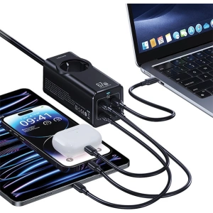 Kup Listwa zasilająca USAMS AC / AC 2200W, USB-A 5W, 3xUSB-C 67W GaN PD QC FCP ADC PPS czarny/black - USA1087 - {ean13} - Sklep Home Screen