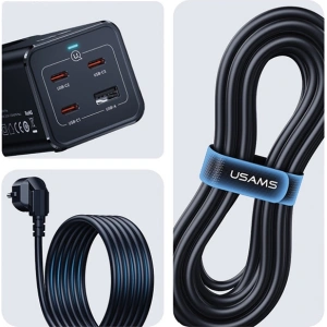 Kup Listwa zasilająca USAMS AC / AC 2200W, USB-A 5W, 3xUSB-C 67W GaN PD QC FCP ADC PPS czarny/black - USA1087 - {ean13} - Sklep Home Screen
