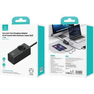 Kup Listwa zasilająca USAMS AC / AC 2200W, USB-A 5W, 3xUSB-C 67W GaN PD QC FCP ADC PPS czarny/black - USA1087 - {ean13} - Sklep Home Screen